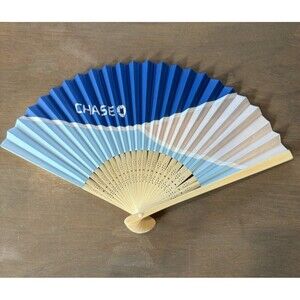 US Open Tennis 2025 Hand Fan NEW Chase Merch Wood base Light / Dark Blue 8.5"